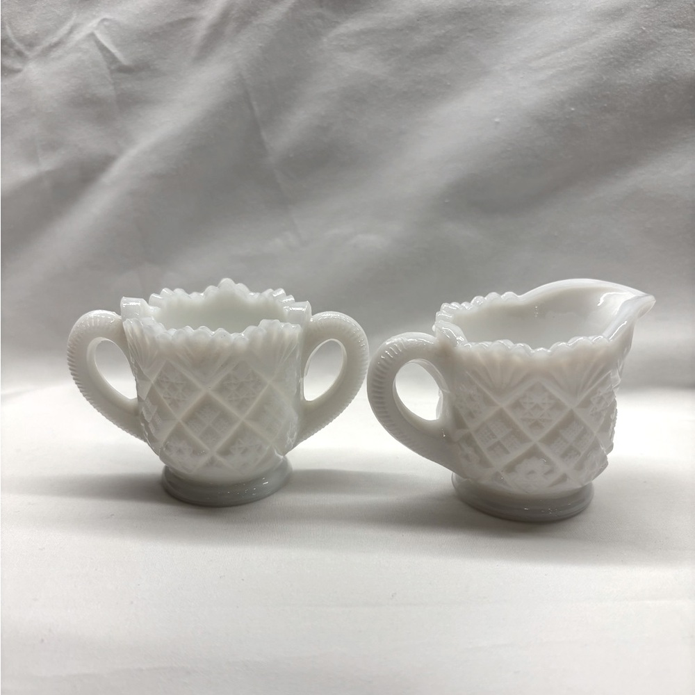 Vintage Westmoreland Miniature Milk Glass Cream and Sugar Dish